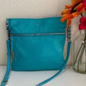 kate spade Turquoise Leather Crossbody Bag with exterior pocket